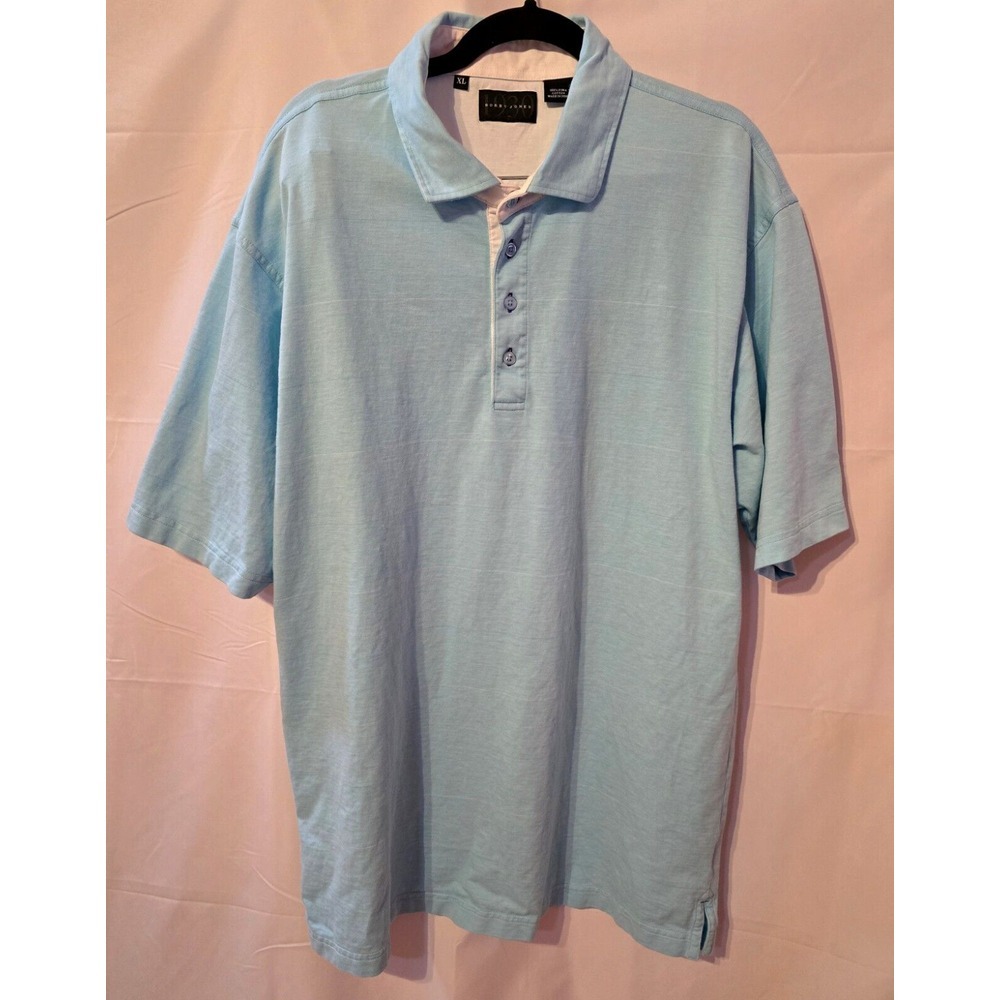 Bobby Jones Mens Short Sleeve Polo With Really Faint Stripes Sky Blue Size XL